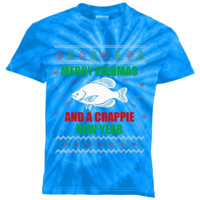 Merry Fishmas Fish Fishing Fisherman Ugly Christmas Xmas Kids Tie-Dye T-Shirt