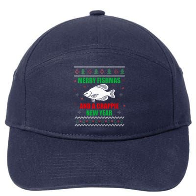 Merry Fishmas Fish Fishing Fisherman Ugly Christmas Xmas 7-Panel Snapback Hat