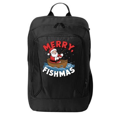 Merry Fishmas Funny Christmas Santa Claus Fishing Fisher Gift City Backpack