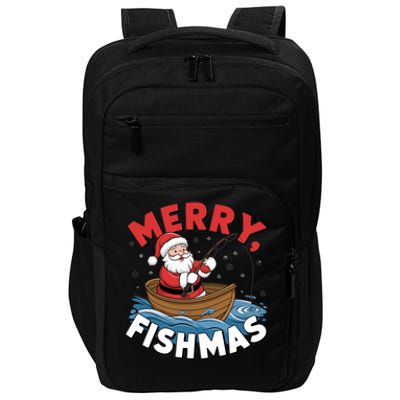 Merry Fishmas Funny Christmas Santa Claus Fishing Fisher Gift Impact Tech Backpack