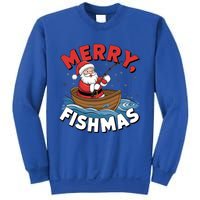 Merry Fishmas Funny Christmas Santa Claus Fishing Fisher Gift Sweatshirt