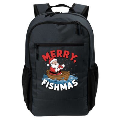 Merry Fishmas Funny Christmas Santa Claus Fishing Fisher Gift Daily Commute Backpack