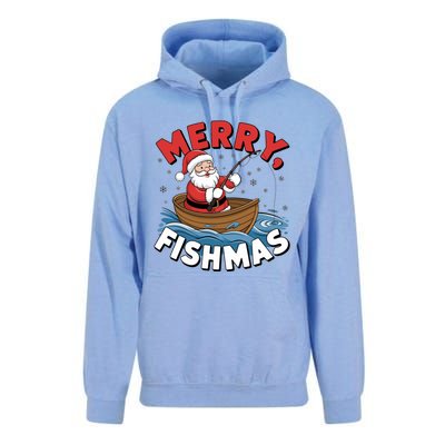 Merry Fishmas Funny Christmas Santa Claus Fishing Fisher Gift Unisex Surf Hoodie