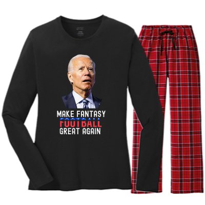 Make Fantasy Football Great Again Draft Party Women's Long Sleeve Flannel Pajama Set 