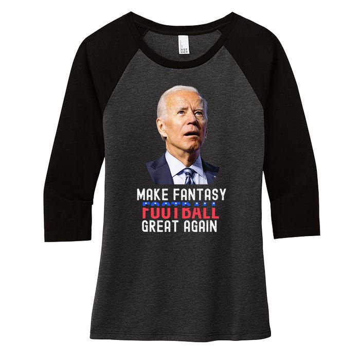 Make Fantasy Football Great Again Draft Party Women's Tri-Blend 3/4-Sleeve Raglan Shirt