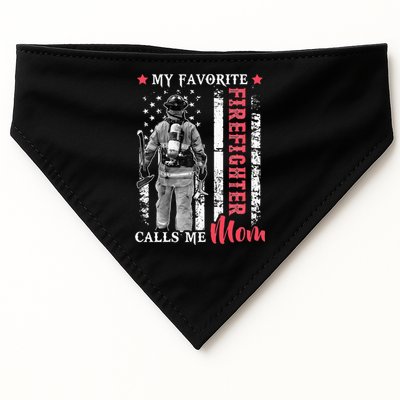 My Favorite Firefighter Calls Me Mom USA Flag Mother USA-Made Doggie Bandana