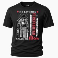 My Favorite Firefighter Calls Me Mom USA Flag Mother Cooling Performance Crew T-Shirt