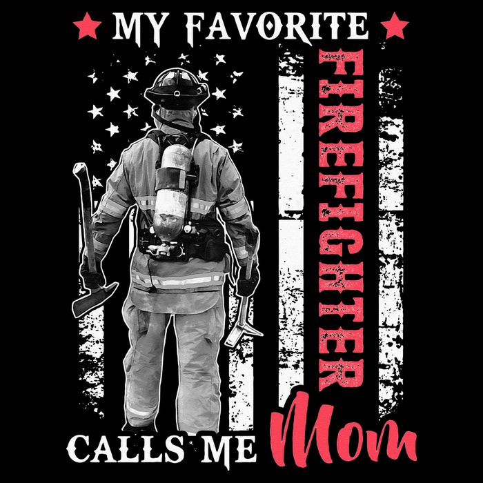 My Favorite Firefighter Calls Me Mom USA Flag Mother Cooling Performance Crew T-Shirt