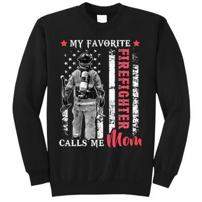 My Favorite Firefighter Calls Me Mom USA Flag Mother Sweatshirt