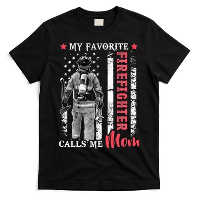 My Favorite Firefighter Calls Me Mom USA Flag Mother T-Shirt
