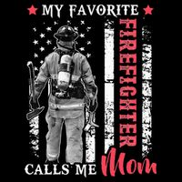 My Favorite Firefighter Calls Me Mom USA Flag Mother Flat Bill Trucker Hat