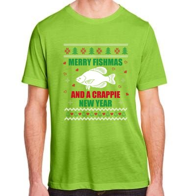 Merry Fishmas Fishing Funny Xmas Crappie For Fisher Gift Adult ChromaSoft Performance T-Shirt