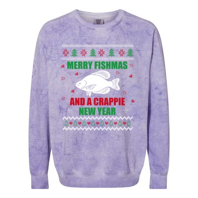 Merry Fishmas Fishing Funny Xmas Crappie For Fisher Gift Colorblast Crewneck Sweatshirt