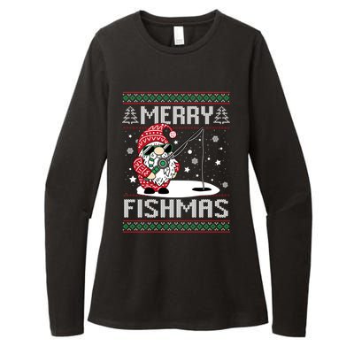 Merry Fishmas Fishing Gnome Christmas Santa Fisher Gift Womens CVC Long Sleeve Shirt