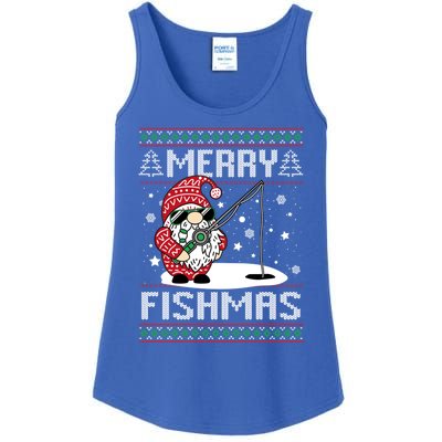 Merry Fishmas Fishing Gnome Christmas Santa Fisher Gift Ladies Essential Tank