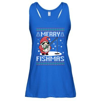 Merry Fishmas Fishing Gnome Christmas Santa Fisher Gift Ladies Essential Flowy Tank