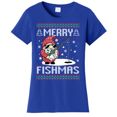 Merry Fishmas Fishing Gnome Christmas Santa Fisher Gift Women's T-Shirt