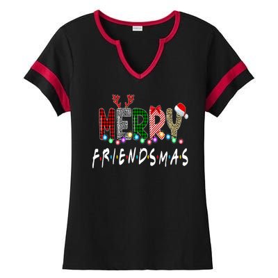 Merry Friendsmas Friends Christmas Family Matching Xmas Ladies Halftime Notch Neck Tee