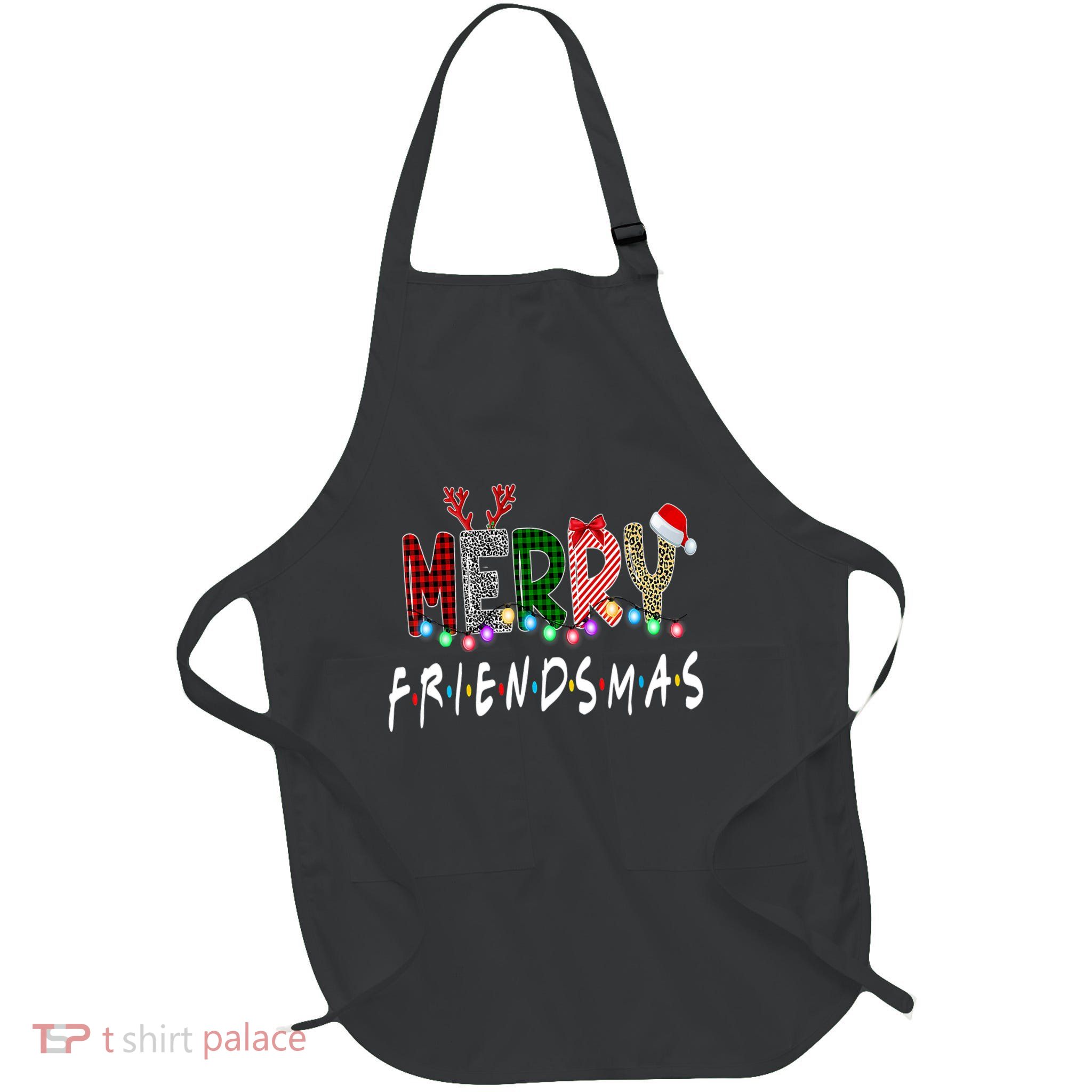 Merry Friendsmas Friends Christmas Family Matching Xmas Full-Length Apron With Pockets