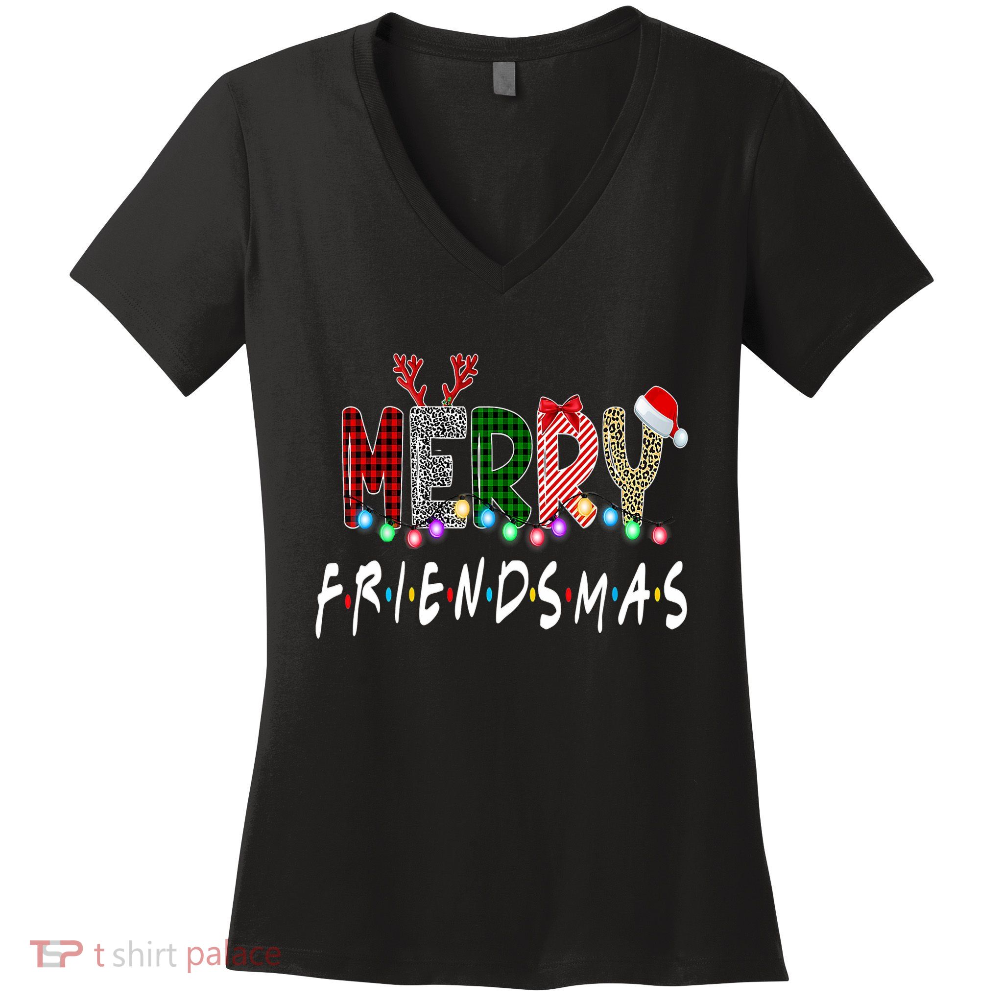 Merry Friendsmas Friends Christmas Family Matching Xmas Women's V-Neck T-Shirt