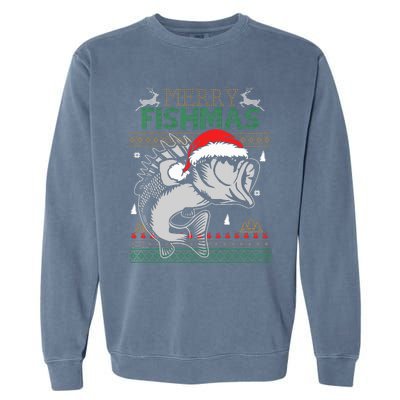 Merry Fishmas Funny Merry Christmas Fishing Lover Garment-Dyed Sweatshirt