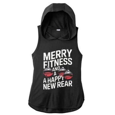 Merry Fitness Funny Happy Rear Gym Lover Christmas Ladies PosiCharge Tri-Blend Wicking Draft Hoodie Tank