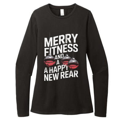 Merry Fitness Funny Happy Rear Gym Lover Christmas Womens CVC Long Sleeve Shirt