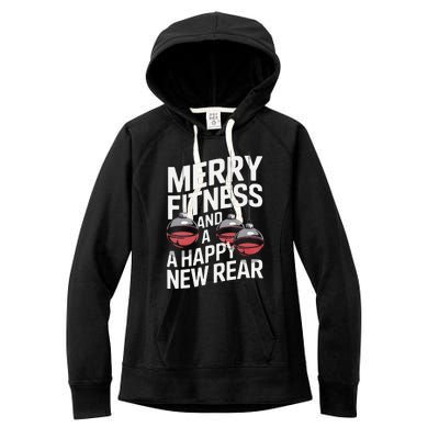 Merry Fitness Funny Happy Rear Gym Lover Christmas Women's Fleece Hoodie