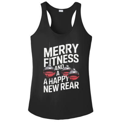 Merry Fitness Funny Happy Rear Gym Lover Christmas Ladies PosiCharge Competitor Racerback Tank