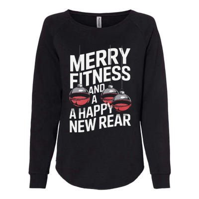 Merry Fitness Funny Happy Rear Gym Lover Christmas Womens California Wash Sweatshirt