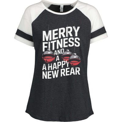 Merry Fitness Funny Happy Rear Gym Lover Christmas Enza Ladies Jersey Colorblock Tee