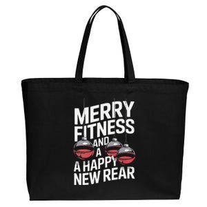 Merry Fitness Funny Happy Rear Gym Lover Christmas Cotton Canvas Jumbo Tote