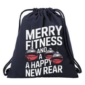 Merry Fitness Funny Happy Rear Gym Lover Christmas Drawstring Bag