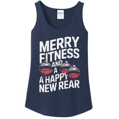 Merry Fitness Funny Happy Rear Gym Lover Christmas Ladies Essential Tank