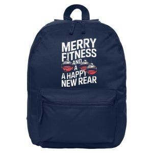 Merry Fitness Funny Happy Rear Gym Lover Christmas 16 in Basic Backpack