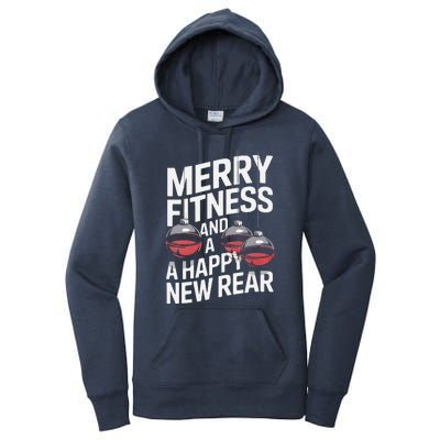 Merry Fitness Funny Happy Rear Gym Lover Christmas Women's Pullover Hoodie