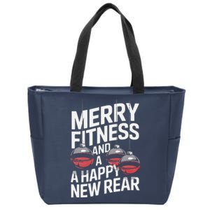 Merry Fitness Funny Happy Rear Gym Lover Christmas Zip Tote Bag