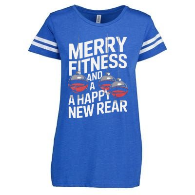 Merry Fitness Funny Happy Rear Gym Lover Christmas Enza Ladies Jersey Football T-Shirt