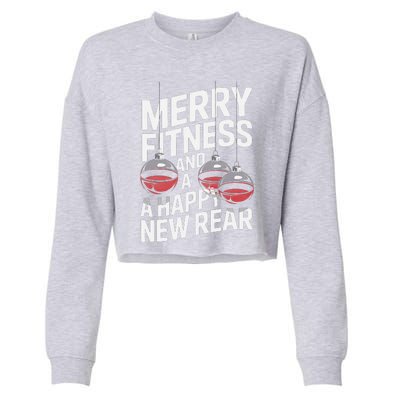 Merry Fitness Funny Happy Rear Gym Lover Christmas Cropped Pullover Crew