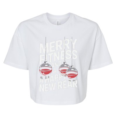 Merry Fitness Funny Happy Rear Gym Lover Christmas Bella+Canvas Jersey Crop Tee