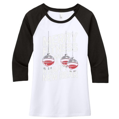 Merry Fitness Funny Happy Rear Gym Lover Christmas Women's Tri-Blend 3/4-Sleeve Raglan Shirt