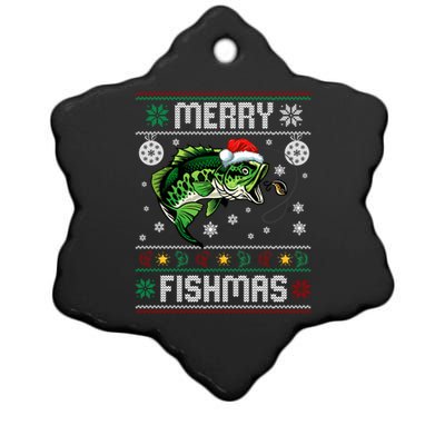 Merry Fishmas Funny Fish Fishing Fisher Ugly Christmas Gift Ceramic Star Ornament