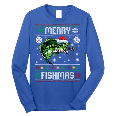 Merry Fishmas Funny Fish Fishing Fisher Ugly Christmas Gift Long Sleeve Shirt