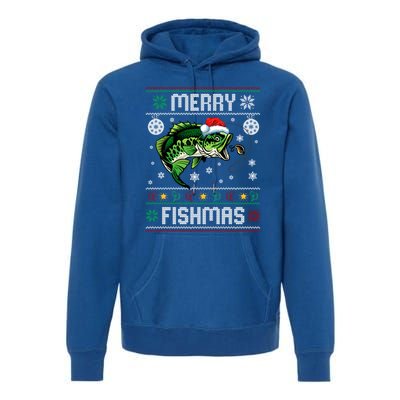 Merry Fishmas Funny Fish Fishing Fisher Ugly Christmas Gift Premium Hoodie