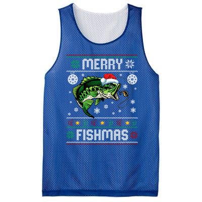 Merry Fishmas Funny Fish Fishing Fisher Ugly Christmas Gift Mesh Reversible Basketball Jersey Tank