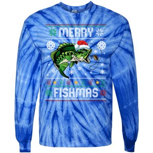 Merry Fishmas Funny Fish Fishing Fisher Ugly Christmas Gift Tie-Dye Long Sleeve Shirt