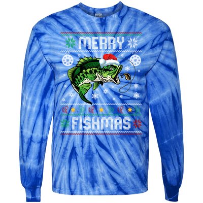 Merry Fishmas Funny Fish Fishing Fisher Ugly Christmas Gift Tie-Dye Long Sleeve Shirt