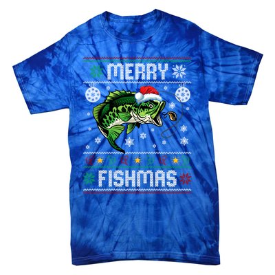 Merry Fishmas Funny Fish Fishing Fisher Ugly Christmas Gift Tie-Dye T-Shirt