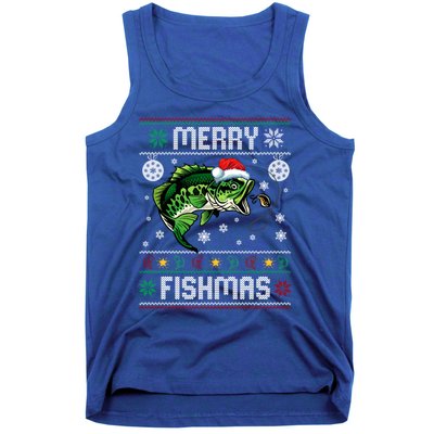 Merry Fishmas Funny Fish Fishing Fisher Ugly Christmas Gift Tank Top