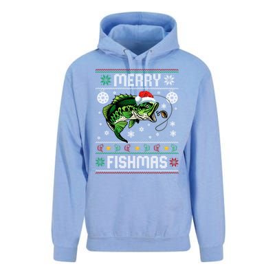 Merry Fishmas Funny Fish Fishing Fisher Ugly Christmas Gift Unisex Surf Hoodie